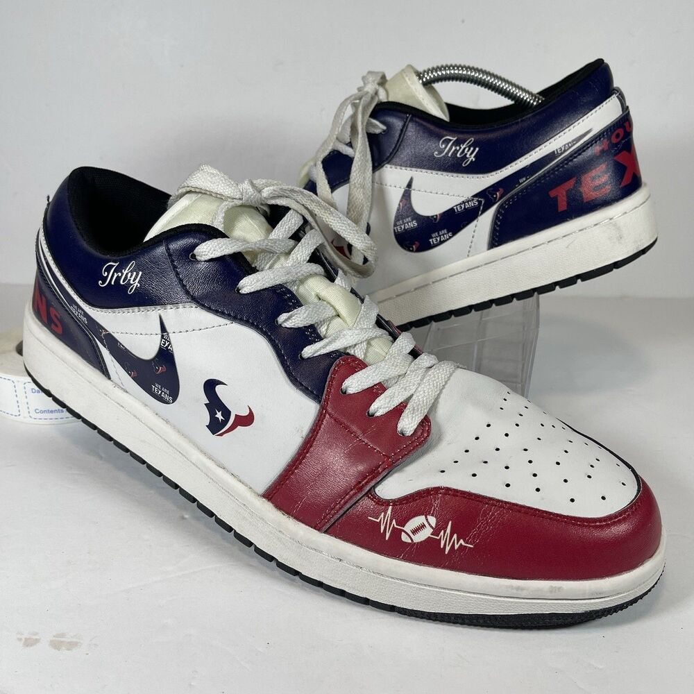 Custom Houston Texans Inspired Low Top Sneakers Mens Size 48 Football Fans